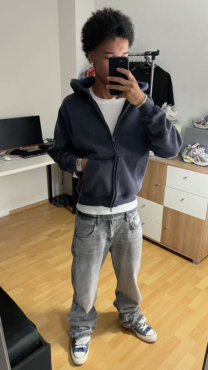 Washed Zip up Hoodie