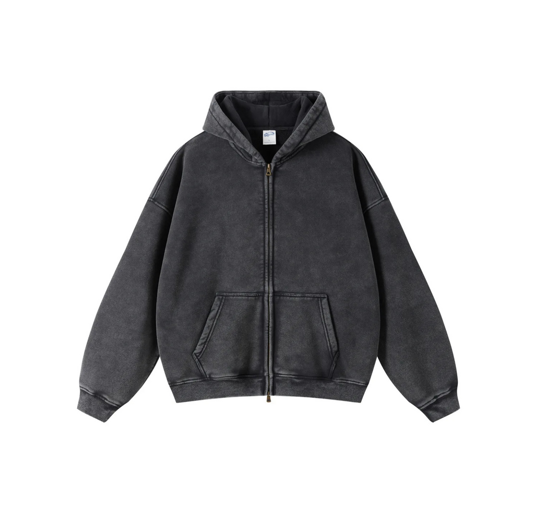 Washed Zip Up Hoodie